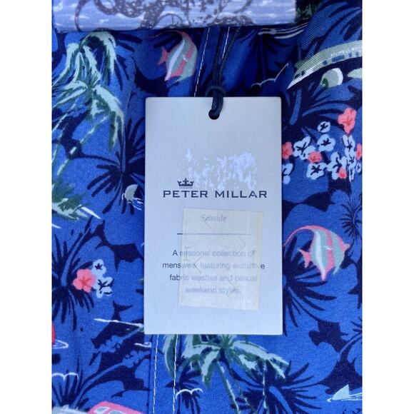 PETER MILLAR Seaside Swim Trunks w/ Koozie Men’s Blue Sz. M New Beach‎ Casual - Picture 8 of 9